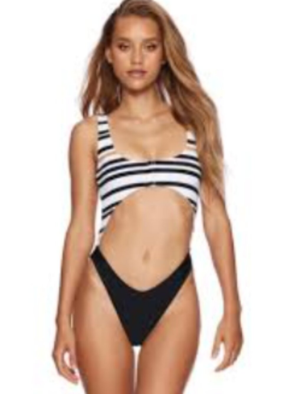 Beach Bunny Swimwear Kelly Monokini One Piece in Black Multi Stripe NWG SM